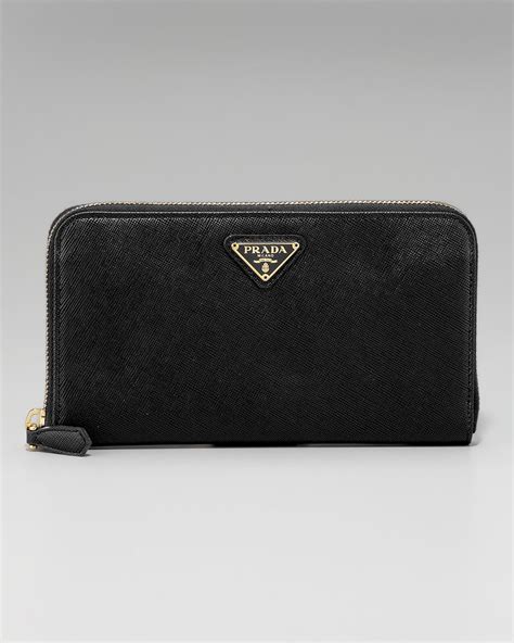 authentic prada saffiano wallet black|prada zipper wallet.